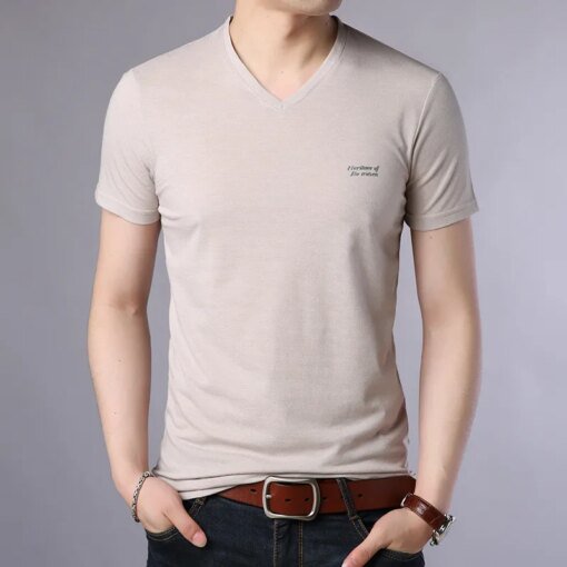 Buy 3120 The latest New round neck casual short sleeve thick solid color online shopping cheap