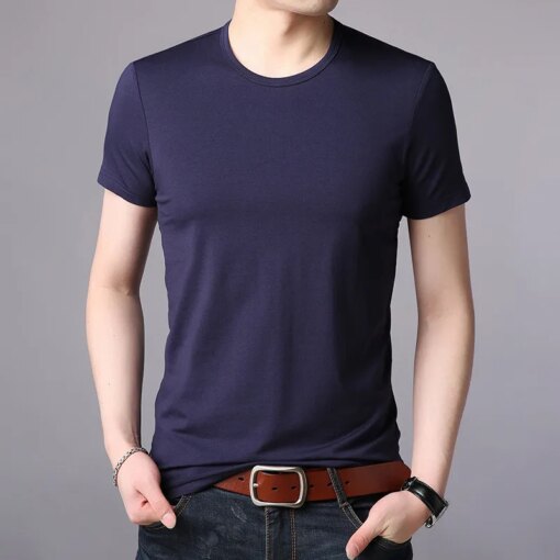 Buy 1316 T-shirt men's short-sleeved summer new men's lapel summer silky cotton loose men's clothing online shopping cheap