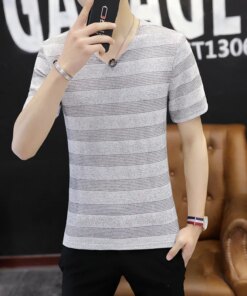 1342 British style summer new European and American simple letter embroidery shirt Men’s short sleeve T-shirt cotton