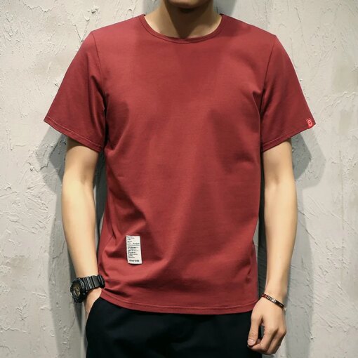 Buy 1354 spring and summer new tide round neck short-sleeved T-shirt Slim and breathable new short-sleeved tide brand nylon online shopping cheap