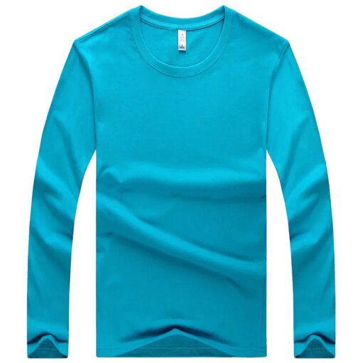 Buy 1500-Summer trend cotton solid color round neck couple long-sleeved T-shirt unisex six-color online shopping cheap