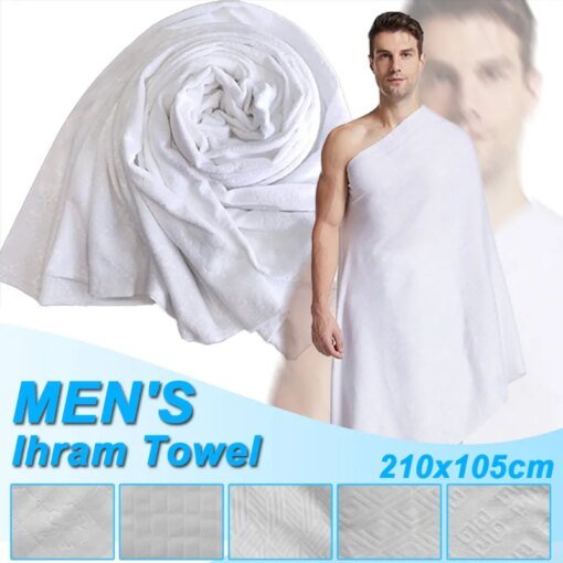 Buy 1Pcs Ihram Hajj Towel Soft Comfortable White Pilgrimage Towel Arabia Muslim Ethnic Men Prayer Shawl Worship Hajj Costume online shopping cheap