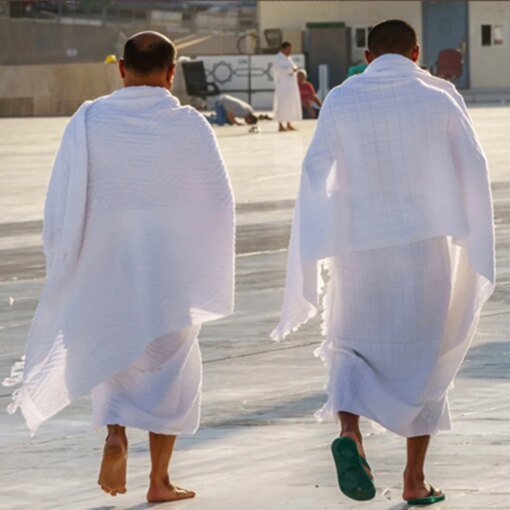 Buy 2 Piece Ihram Pilgrimage Towel Men Muslim Arab Mecca Hajj Clothes Ramadan Boys Islamic Prayer Worship Costumes Shawl Jubba Thobe online shopping cheap