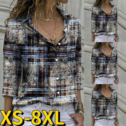 Buy 2022 New Autumn Women Vintage Elegant Long Sleeve New Design Prints Tops Everyday Street Trend Shirt Winter Sexy V-Neck Blouses online shopping cheap