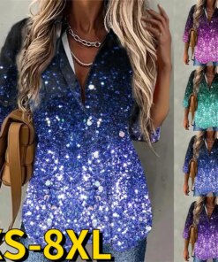 2022 New Fashion Shirt V-Neck Loose Tops Elegance Long Sleeve Autumn Winter Women’s Everyday Casual New Design Prints Blouses