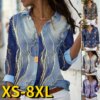 Buy 2022 Winter Women's New Design Printing Tops Retro Long Sleeve Autumn Everyday Street Fashion Casual V-neck Shirt Button Blouses online shopping cheap
