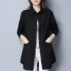Buy 2022 Women's Spring Autumn New Long Sleeve Cotton Shirts Female Solid Color Loose Shirts Ladies Mid-length Casual Blouses U287 online shopping cheap