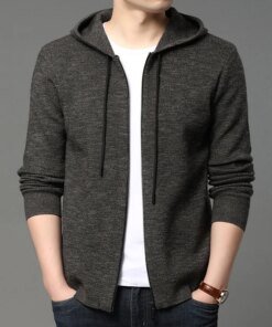 2022 spring and autumn new style men’s sweater casual knitted cardigan fashion korean style hooded men’s jacket top