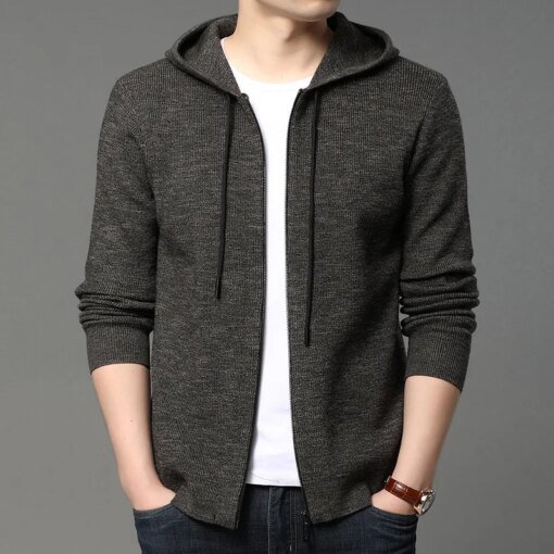 Buy 2022 spring and autumn new style men's sweater casual knitted cardigan fashion korean style hooded men's jacket top online shopping cheap