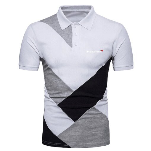Buy 2023 McLaren Logo Print Hot Sale Men's Contrast Color Lapel Polo Shirt Summer Casual Simplicity Style Custom Cotton Short Sleeve online shopping cheap