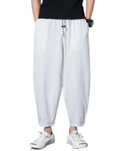2023 Men harem Pants Cotton linen Joggers Plus size Trousers Men Baggy Loose Casual vintage black white khaki Pants M-7XL