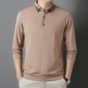 Buy 2023 New Autumn Men's Casual Plaid Collar Polo Long Sleeve Shirt Business Daily Men Clothing online shopping cheap
