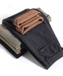 2023 New Autumn/Winter Corduroy Casual Pants for Men’s Loose, Plush, Thick, Warm, Elastic Waist Long Pants