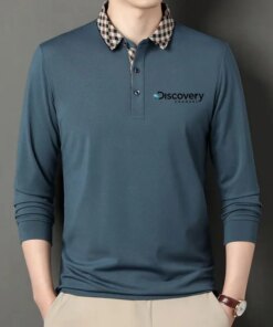 2023 New Fashion Solid Polo Shirt Discovery Korean Fashion Clothing Long Sleeve Casual Fit Slim Man Button Shirt Tops