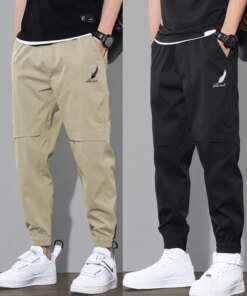 2023 New Men Cargo Pants Waist Elastic Outdoor Sports Trousers Slim Fit Casual Solid Color Jogging Sweatpants Men’s Clothing 5Xl