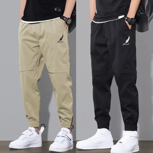 Buy 2023 New Men Cargo Pants Waist Elastic Outdoor Sports Trousers Slim Fit Casual Solid Color Jogging Sweatpants Men's Clothing 5Xl online shopping cheap