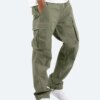 Buy 2023 New Summer Multi-Pockets Men's Cargo Pants Casual Slim Fit Joggers Fashion Drawstring Cotton Work Trousers Male Streetwear online shopping cheap