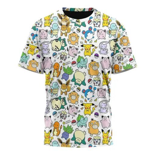 Buy 2023 Pokemon Pikachu Bulbasaur Men's and Women's 3D Psyduck T-shirts Sports and Leisure Children's Short Sleeves T-shirts online shopping cheap