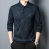 Buy 2023 Spring and Autumn New Men's Plaid Long-sleeved T-shirt Thin Section Loose Casual Men's Lapel T-shirt Bottoming Shirt online shopping cheap