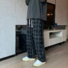 Buy 2023 Summer Autumn Men's Trousers Cotton Fashion Plaid Soft Casual Pants Breathable Loose Shorts Straight Pants Streetwear A74 online shopping cheap