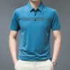 Buy 2023 Summer New Men's Lapel Short-sleeved T-shirt Horizontal Stripe Printed POLO Shirt Thin Casual T-shirt online shopping cheap