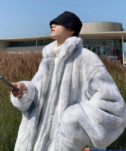 2023 Winter Long Colorful Thickened Warm Oversized Faux Fur Coat Men Runway European Fashion Luxury Designer Clothes A59