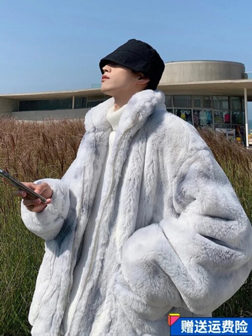 Buy 2023 Winter Long Colorful Thickened Warm Oversized Faux Fur Coat Men Runway European Fashion Luxury Designer Clothes A59 online shopping cheap