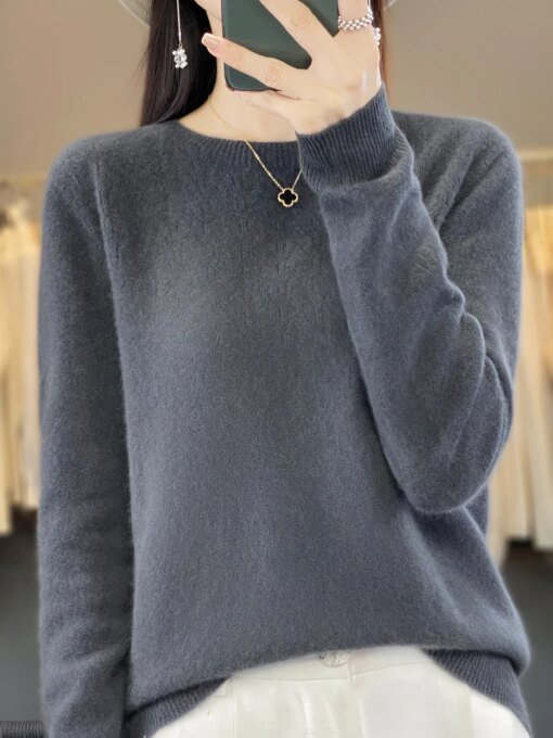 Buy 2023 Women Autumn Winter Pullover Aliselect Fashion 100% Merino Wool Sweater Clothing V-Neck Long Sleeve Quality Knitwear Tops online shopping cheap