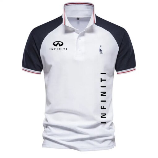 Buy 2023 Y2k Men's Polo shirt Luxury summer men's short sleeve Infiniti car logo print Fitness jogging business POLO shirt for men online shopping cheap