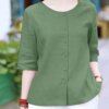 Buy 2023 ZANZEA Fashion Solid Blouse For Women Summer Half Sleeve O Neck Shirt Vintage Cotton Blusas Femme Tunic Top Buttons Chemise online shopping cheap