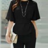 Buy 2023 ZANZEA Woman Elegant Tops Female Half Sleeve Blouse Summer Lace Up O-Neck Solid Color Loose Shirt Fashion OL Office Chemise online shopping cheap
