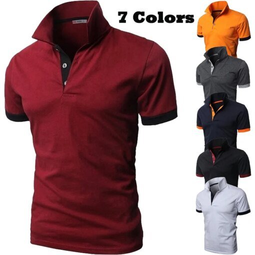Buy 2023 hot summer casual polo shirt men's Slim casual business short-sleeved T-shirt online shopping cheap
