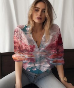 Buy 2023 new lady shirt fantasy scene 3D printed lady shirt casual beautiful ladies shirt fashion trend high -quality lady shirt online shopping cheap