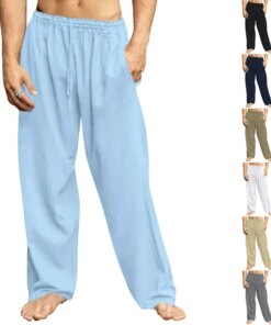 2023european And American Summer Men’s Hip Hop Breathable Cotton And Linen Loose Leisure Sports Trousers
