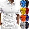 Buy 2023summer Men'spoloshirt Solid Color Short Sleeve Lapeltt-shirt Casual Fit Top4xleuropean And American Style Men's Clothing online shopping cheap