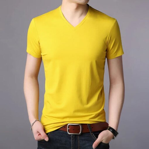 Buy 2167-Men's short-sleeved t-shirt summer new slim round neck bottoming shirt letters color printing half sleeve t-shirt online shopping cheap