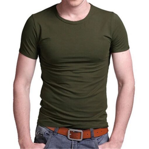 Buy 2194-Men's short-sleeved t-shirt summer new striped ice silk cotton men's loose online shopping cheap