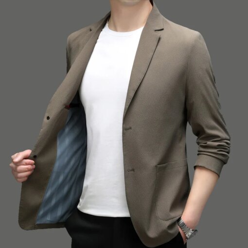 Buy 2649-R-Spring men's pure wool business casual blue wedding suit formal jacket online shopping cheap