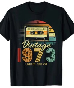 50 Year Old Gifts Vintage 1973 Music Cassette Tape 50th Birthday T-Shirt B-day Gifts Sayings Quote Born In 1973 Graphic Tee Tops