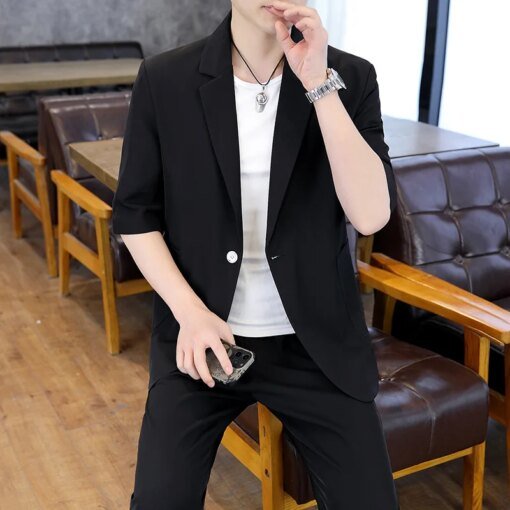 Buy 6931-2023 Suit jacket male Korean version slim Single West business casual western service man online shopping cheap