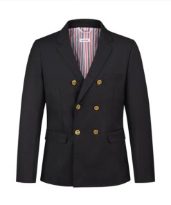 7537-T-Navy blue casual suit with hip lapel collar two-piece wedding set