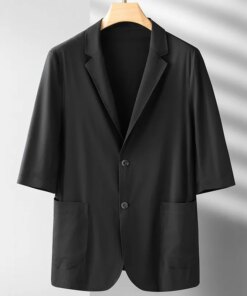 7704-T-Summer new lapel short-sleeved Customized suit half-sleeved men’s striped Customized suit