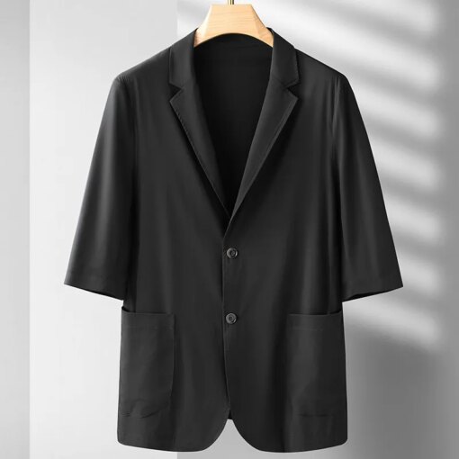 Buy 7704-T-Summer new lapel short-sleeved Customized suit half-sleeved men's striped Customized suit online shopping cheap