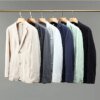 Buy 8235-T-Men's round neck T-shirt solid color loose clothes five points men's clothing online shopping cheap