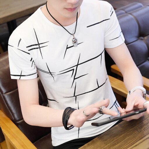 Buy A1061New Mens Summer T Shirt Striped 3D Print Men T Shirt Casual Slim Fit Short Sleeve Tops T Shirt Clothing M-3XL online shopping cheap