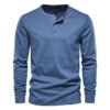 Buy A2681 T-shirt Mannen Casual Effen Kleur Lange Mouw T-shirt Voor Mannen Lente Herfst 100% Katoen mens T Shirts online shopping cheap