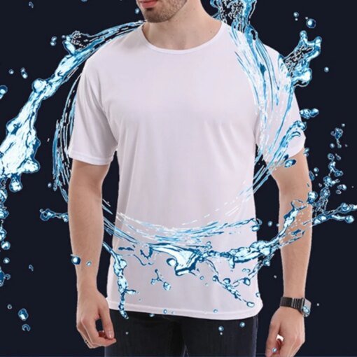 Buy A2744 Creative Hydrophobic Anti-Dirty Waterproof Solid Color Men T Shirt Soft Short Sleeve Quick Dry Top Breathable Wear online shopping cheap