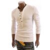 Buy A2772 Cotton T Shirt Men Solid Color Tshirt Single-breasted Collar Long Sleeve online shopping cheap