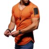 Buy A2787 Short Sleeve Zipper Shoulder Streetwear Hip Hop Summer T Shirt Men Longline Curved Hem Tshirt Slim Funny T-Shirt Plus Size online shopping cheap
