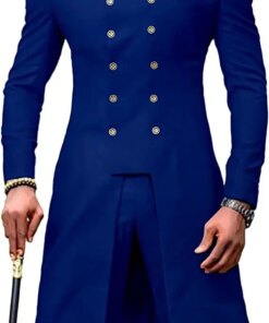 African Design Royal Blue Slim Fit Men Suits For Wedding Groom Tuxedos Bridegroom Suits Best Man Prom Party 2PCS(Blazer+Pants)
